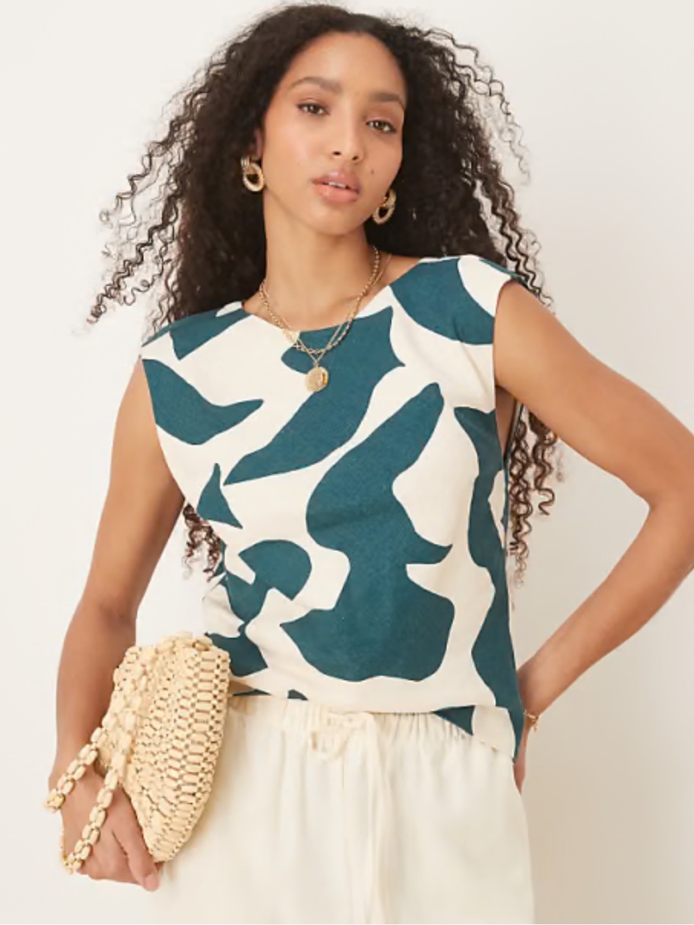 Abercrombie & Fitch Linen blend Abstract Sleeveless Top. Size S. New